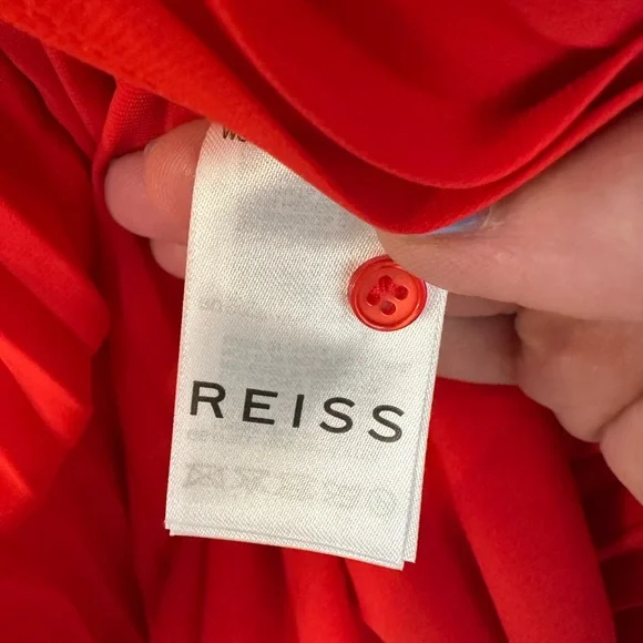 NWT REISS Roya Pleated Halter Dress Red 6 - Picture 13 of 14